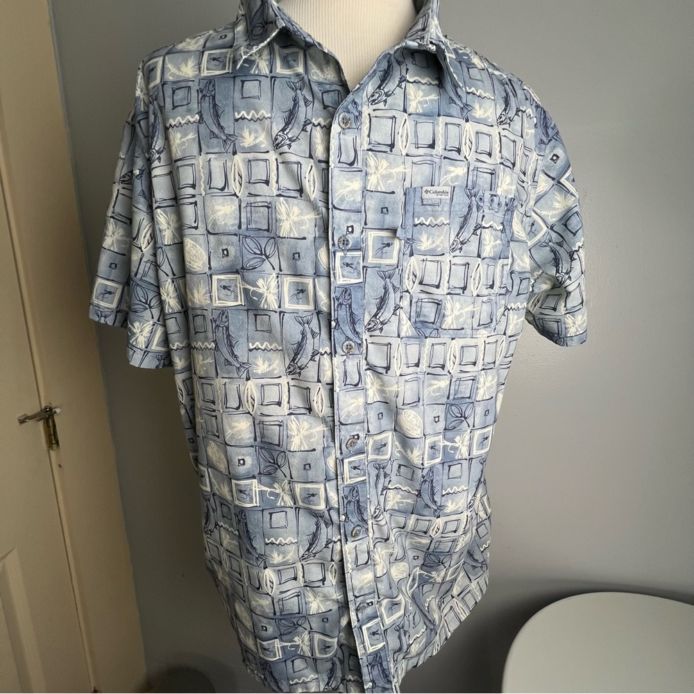 Columbia PFG Shirt XL Print Blue/Grey